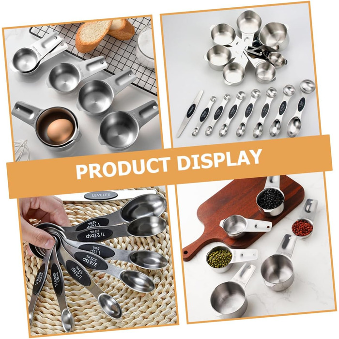 15-Piece Stainless Steel Measuring Cup and Spoon Set - Precise Measuring Tools for Baking, Nesting Design, Storage Pouch