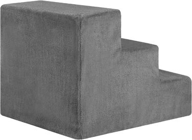 Juskys Pet Stairs Dog Stairs 36 cm - 3-Step Stairs, Washable Plush Cover - Cat Stairs Dog Ramp for Bed, Sofa, Couch and Car - Cover Grey