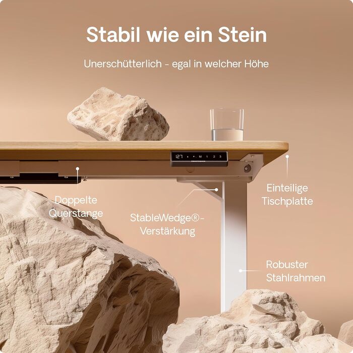 Електричний регульований стіл Desktronic HomePro 160x80 см – з двома моторами, сенсорним керуванням та USB-портами (білий + масив дуб)