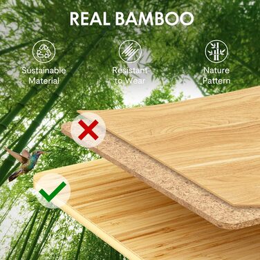 Регульований стіл FLEXISPOT з LED-дисплеєм висоти, пам'яттю та USB, електричний стіл з ящиком для дому та офісу (140 x 70 см, бамбук / чорний (з Qi))