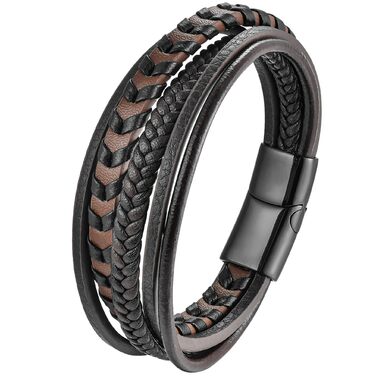 Чоловічий шкіряний браслет ручної роботи, коричнево-блакитний, 21 см, ідеальний подарунок на День батька, чоловічий аксесуар