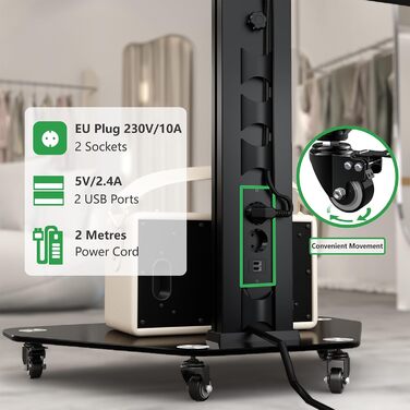 Підставка для телевізора XTRARM Proton 300: регульована висота 191 см, VESA, USB, розетки, 32-75