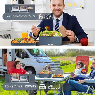 XREXS 3.5L Electric Lunch Box 90W, Electric Food Container with Extra Large Capacity, Home/Car Electric Food Container, with Fork & Spoon, Portable Electric Lunch Box for Truck Family Camping