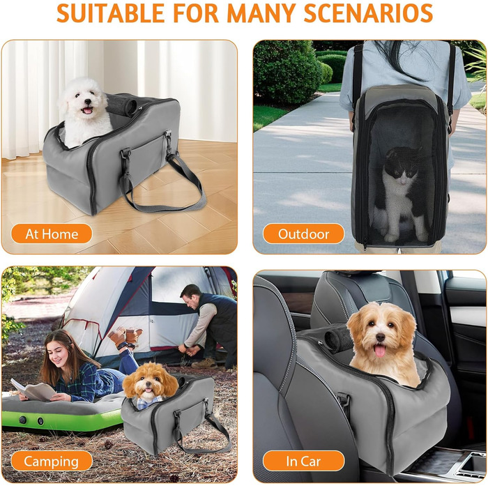 Автокрісло для собак та котів, автосидіння для маленьких собак, з захисними гаками та регульованими ременями