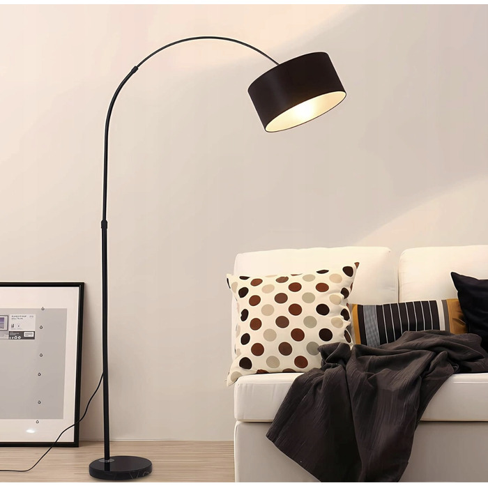 Стійка LED-лампа для читання з гнучкою ніжкою (гусяча шия), E27, 175 см, чорна