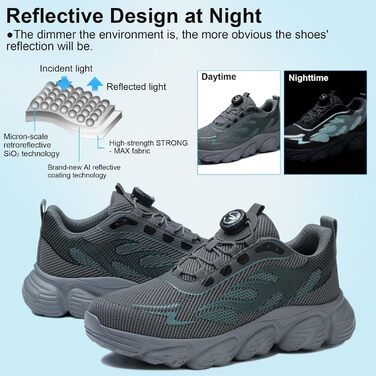 Черевики безпеки унісекс для чоловіків та жінок. Спортивні робочі черевики з металевим капами. Дихаючі, легкі, розміри 38-46 EU, сірий колір.