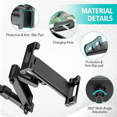Тримач для планшета в авто, універсальний, висувний, для iPad, iPhone, Samsung Galaxy Tab, Switch (4.7-13 дюймів)