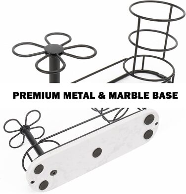 HarJue Toothbrush Holder for Bathroom, Metal Toothbrush Organizer with Marble Base, Toothbrush Storage Collection for Family, Suitable for Home, Hotel, Countertop, Vanity (Matte Black, Large)