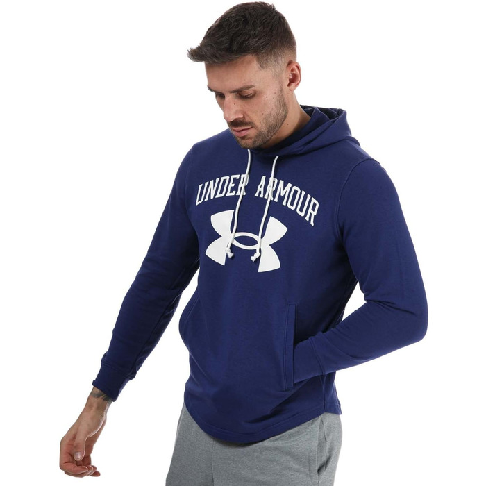 Чоловічий худі Under Armour Rival Terry з великим логотипом, капішоном та кишенею, колір Regal-onyx White, розмір M (1361559-415)