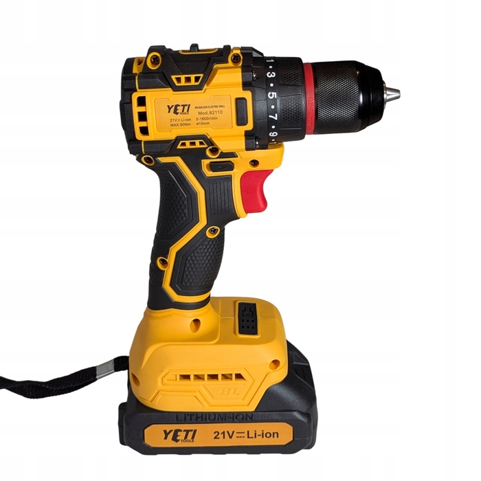 Акумуляторний безщітковий шурупокрут YETI TOOLS 21V (60Нм) з 2 акумуляторами