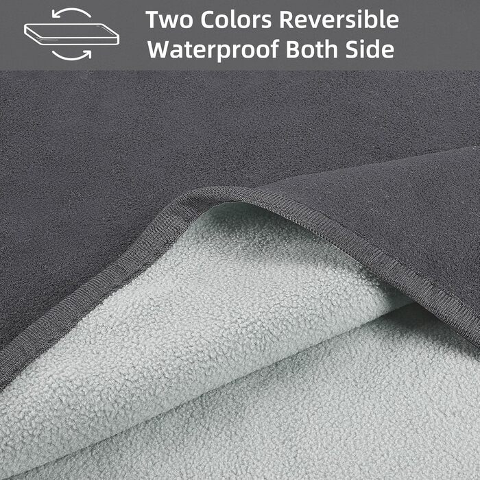 Водонепроникний плед для собак та котів, миючий, для подорожей, захисний, м'який, 125 x 75 см (259 x 244 см), сірий (без Sherpa)