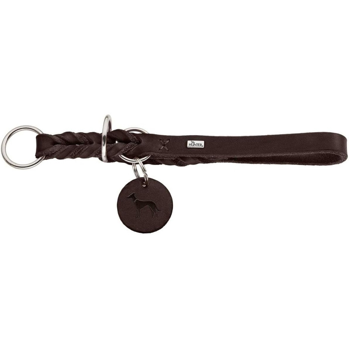 HUNTER Halsung Dressur SOLID EDUCATION, темно-коричнева, міцна шкіра, ручна плетіння, з гачком, Made in Germany, розмір L