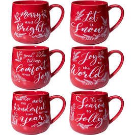 Керамичні чашки для кави LEHAHA, 4 шт., червоні, з різдвяним дизайном, з порцеляни, для кави, молока, чаю, гарячого шоколаду, підходить для миття в посудомийній машині та використання в мікрохвильовій печі