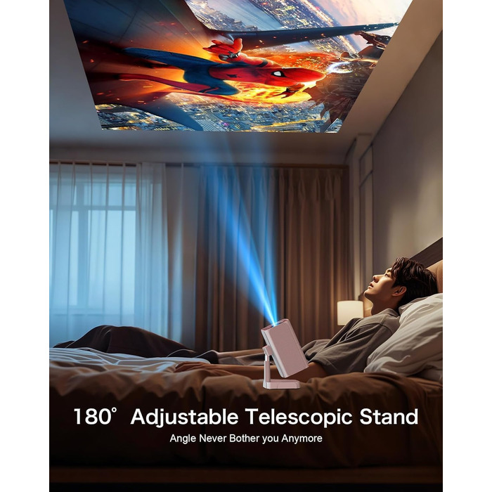 Smart Beamer Puxinat з Android TV, WiFi 6, Bluetooth 5.2: Міні проектор 1080P з авто-корекцією трапецеїдальних спотворень, регульованою підставкою та підтримкою YouTube, Netflix, Hulu