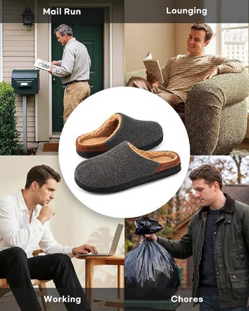 Чоловічі теплі зимові капці LongBay з ефектом пам'яті (Memory Foam) та підкладкою з шерпи, протиковзальна гумова підошва, slip-on