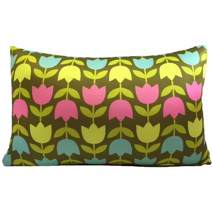 COVERBAGBCN - Relaxing Anti-Stress Square Pillow | Relief for Neck and Lower Back | Filling with Small, Comfortable Pellets | Soft Lycra Fabric | Machine Washable | 36x25cm (Tulips)