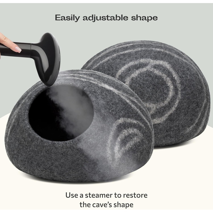 Килимок для кота Meowfia з 100% мериносової вовни – ручної фелтингової роботи, екологічний, для котів та кошенят. М'яке ліжко, тепле взимку та прохолодне влітку, стильний дизайн, сірий колір, розмір L