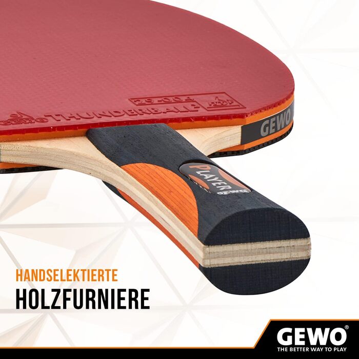 Турнічний стіл для настільного тенісу GEWO Player - схвалений ITTF, високий контроль та максимальна обертання, професійний, 2мм покриття