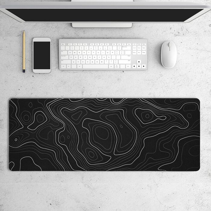Килимок для миші HAUTOCO Gaming XXL 800x300 мм, чорний, топографічний, антиковзаючий