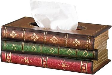 Kaxich Tissue Box, Cosmetic Tissue Box, Antique Book Tissue Holder, Tissue Box, Cosmetic Box for Home, Office, Car