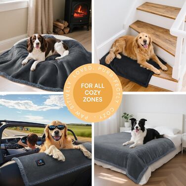 Водонепроникний плед для собак Luciphia, плед для собак і котів великого розміру, прання, водонепроникний, пухнастий, флісовий Sherpa, для дивана, ліжка, софи, світло-сірий M (102 * 145 см)