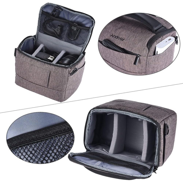 Сумка для камери Andoer: для Canon, Nikon, Sony, Fujifilm, Olympus, Panasonic (1 камера + 2 об'єктиви + аксесуари)