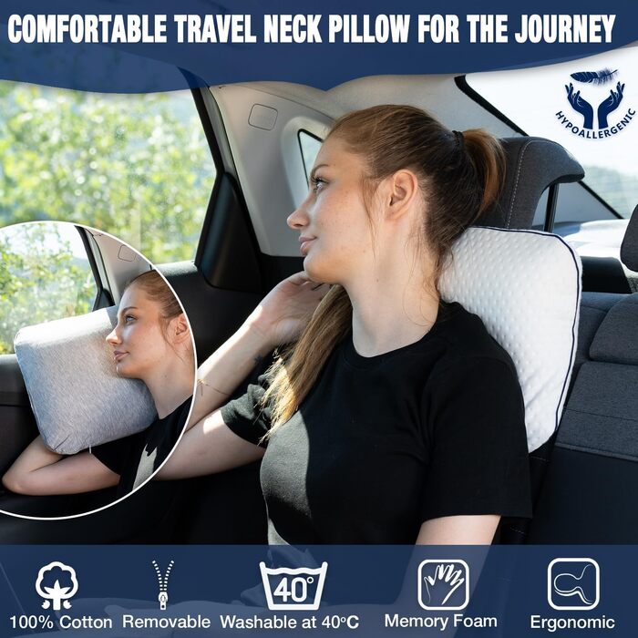 Alkamto Unisex Memory Foam Travel Pillow