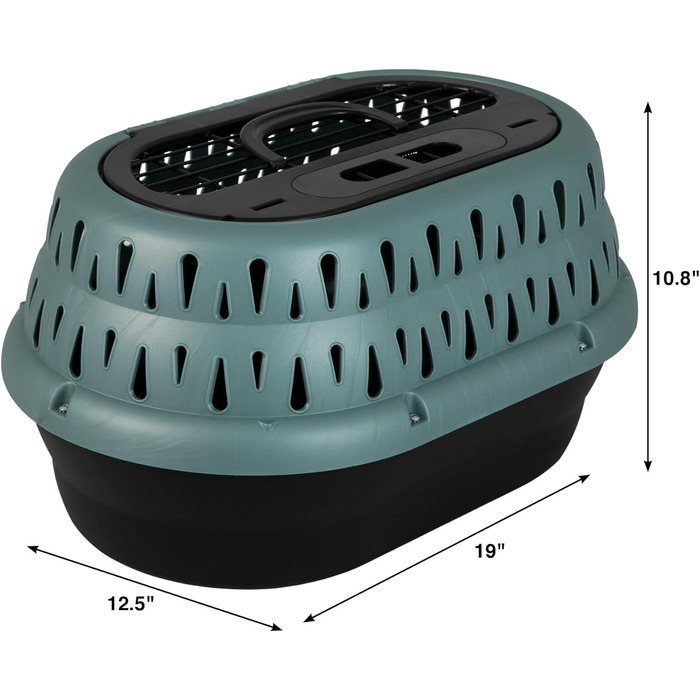 Клітка для собак та котів Petmate, пластикова, одностулкова, з фронтальним доступом, розмір L (48 x 32 x 27 см), колір зелений