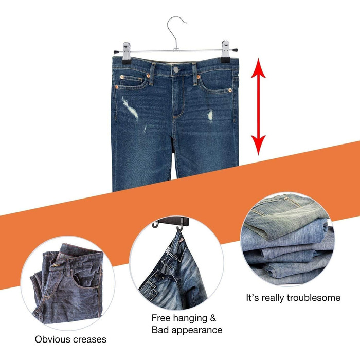 30 см металеві вішалки для штанів, 20 шт. з антиковзними затискачами для штанів, спідниць, шкарпеток, білизни
