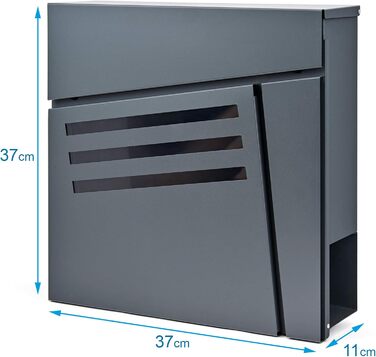 Поштовий ящик Verda з газетницею, нержавіюча сталь, антрацит, 37x37x11 см - сучасний вуличний поштовий ящик з ключем та оглядовим вікном