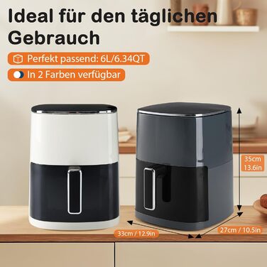 Фритюрниця Sweetcrispy Airfryer 6L з вікном, 12 функцій, сенсорний екран, сірий колір. Здорове приготування без олії, антипригарна корзина, підходить для 3-6 осіб