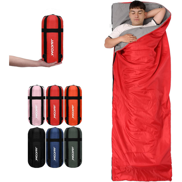 Сплячий мішок - компактний, легкий літній спальник для кемпінгу, відпочинку на природі, дорослих, піших прогулянок та відпочинку в приміщенні (зелений/червоний)