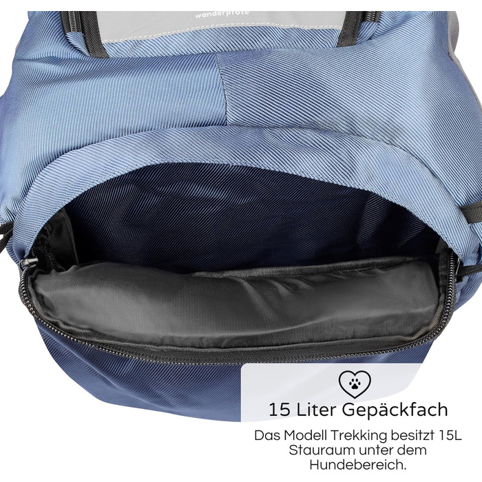 Трекінговий рюкзак Hunderrucksack до 12 кг, розмір M, блакитний колір - преміум рюкзак для піших прогулянок з регульованою спинкою та багажним відділенням