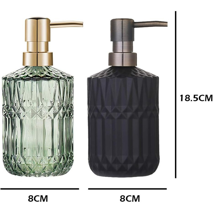 Скляний дозатор для рідкого мила YunNasi: для кухні, ванної, пральні (зелений)