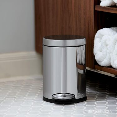 Сміттєвий відер з педаллю simplehuman CW1853CB, 4.5 л, круглий, сталевий, білий — для ванної кімнати, офісу та спальні