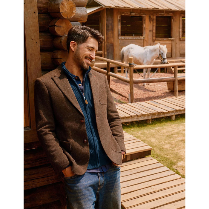 Кардиган чоловічий PJ PAUL JONES з блискавкою та стійким коміром, грубий в'язання (XL, Синій)