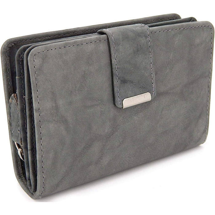 ekavale Women's Wallet made of soft leather with RFID protection - Women's Portemonnaie (Gray)