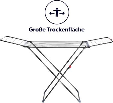 КADAX Сушарка для білизни з 18 метрами сушильної поверхні - для квартири, балкону та саду, розкладна, з неслизькими ніжками, економна, виготовлена в ЄС (Антрацит Плюс)