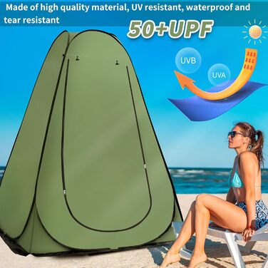 Pop-Up Shower Tent - Portable Changing Room for Beach, Camping, Hiking & Outdoor Activities (150x150x190cm, Green)