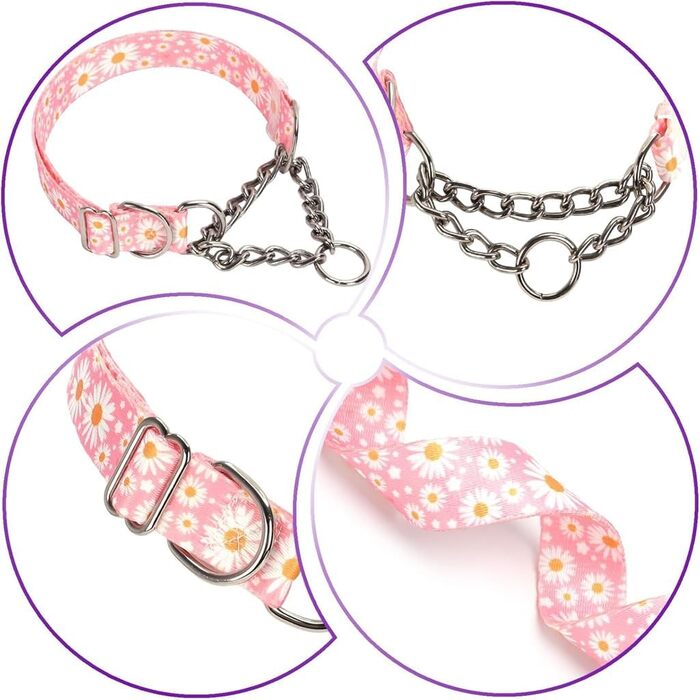 Нашийник для великих собак Martingale, нержавіюча сталь, протитягальний, XL (22-28 дюймів), блакитний