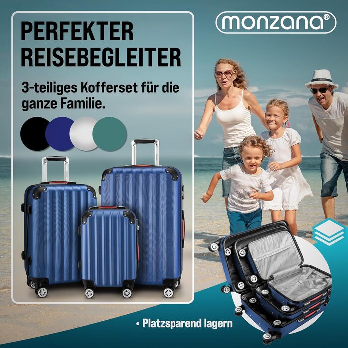 Набір валіз Monzana® 3шт (M-L-XL), зелений - з замком, органайзером та вагами. Trolley, валіза з жорсткою оболонкою, Gepäck-Set