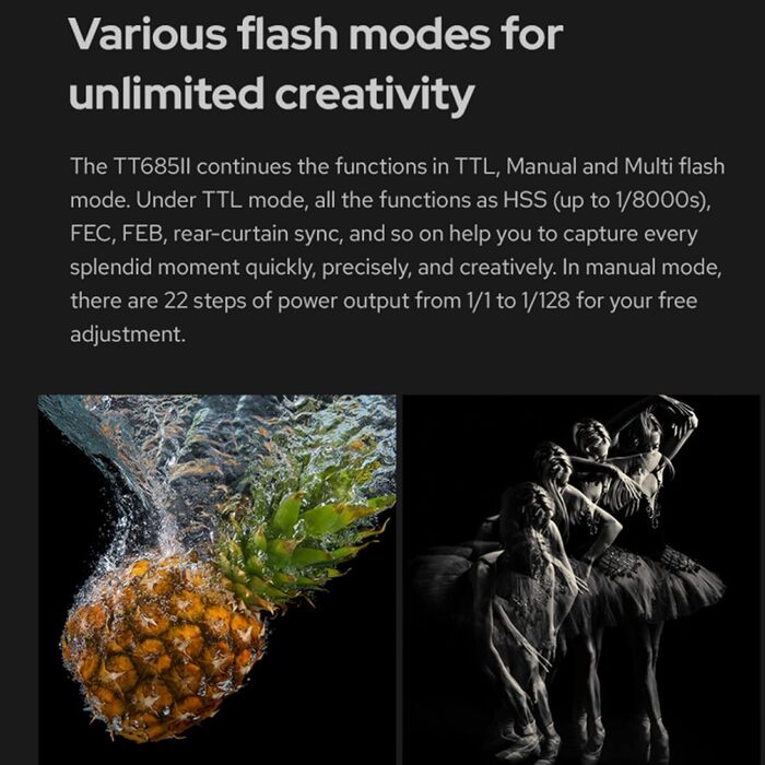 Спалах GODOX TT685II-C для Canon: швидка синхронізація, бездротовий X-система, E-TTL, сумісний з Canon 5D Mark IV, 6D Mark II, 7D, 90D, 250D, R5, 850D