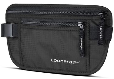 Чоловіча/жіноча поясна сумка з RFID захистом (водостійка) - поясний ремінь для безпечних подорожей. Підходить для спорту, бігу та подорожей (чорна)