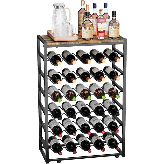Стильна вітрина для вина Urban Deco на 30 пляшок з дерев'яною стільницею, чорна металева полиця для кухні, бару, погреба, їдальні, 59 x 30 x 89 см