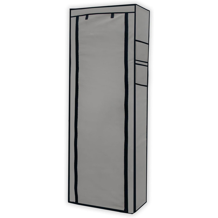 INTIRILIFE Folding Wardrobe 170x58x28 cm in - with Zipper Fabric Wardrobe Clothes Closet Shoe Shelf with 9 Storage Compartments - Camping Folding Cabinet Textile Wardrobe (Ash Grey)