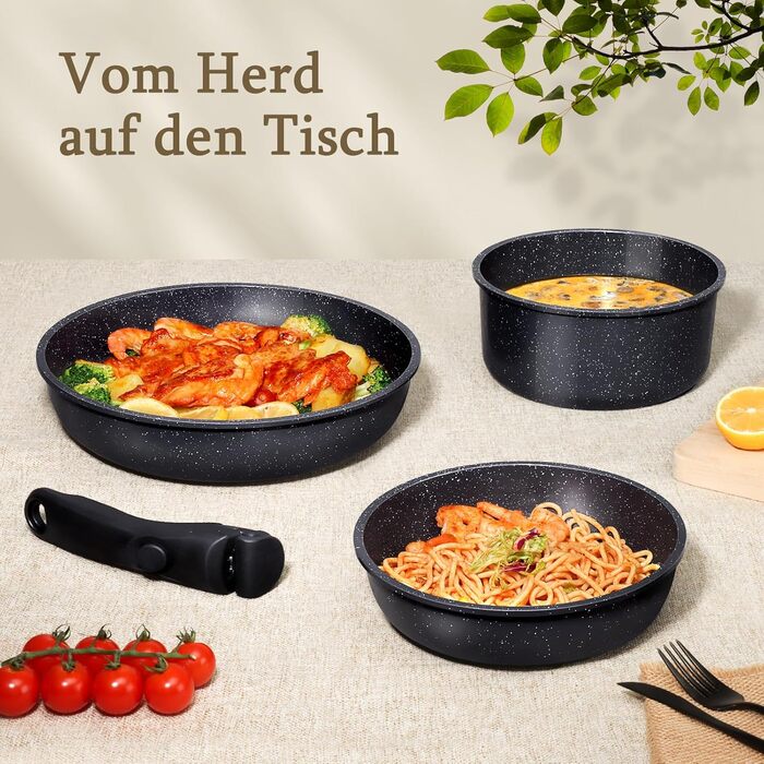 Набір посуду GiPP 21 предмет: сковороди та каструлі з антипригарним покриттям, для всіх типів плит, чорний