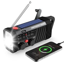 Радіопортативне аварійне Kurbelradio з сонячною та батарейкою, AM/FM/SW, ліхтарик, SOS-сигнал, набір для виживання для кемпінгу, Powerbank 7400mAh