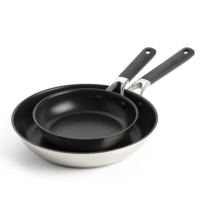 Набір сковорідок KitchenAid Edelstahl 20 см + 28 см з нержавіючої сталі з тришаровим дном - для індукції та духовки