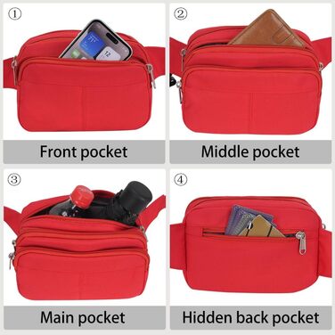 Поясна сумка на пояс для чоловіків та жінок, спортивна, для подорожей, прогулянок з собакою, червона