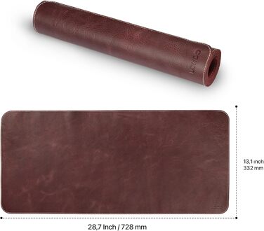 Мишка Londo Echtleder – великий килимок для миші зі шкіри, антиковзний, гладка поверхня, Damson